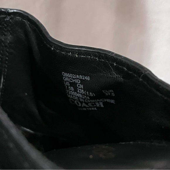 Coach size 7.5 “Orchid” Black Leather Peep Toe Clogs - Picture 10 of 13